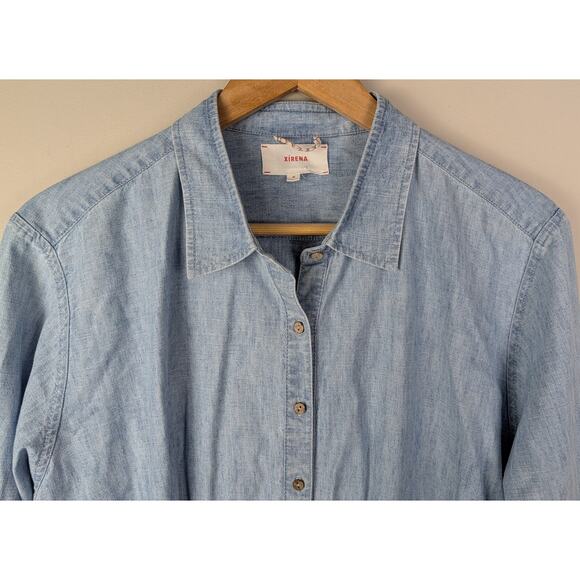 Xirena Dusty Blue Beau Button Front Shirt M - Picture 4 of 13